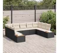 DYRJDJWIDHW 5-Piece Outdoor Patio Furniture Set, Modular Garden Sofa Sectional with Waterproof Cushions and Storage, Black Cream Wicker Rattan for Terrace, Poolside, Balcony