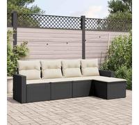 DYRJDJWIDHW 5-Piece Outdoor Patio Furniture Set with Cushions, Black Wicker Resin Garden Sofa Set for Backyard, Terrace, Waterproof Storage & Modular Design, UV Resistant & Adjustable Feet