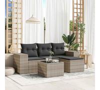 DYRJDJWIDHW 5-Piece Outdoor Patio Furniture Set with Light Gray Cushions, Wicker Resin Garden Sofa Set with Tempered Glass Table, Modular Sectional for Backyard, Terrace, Balcony, Easy to Clean