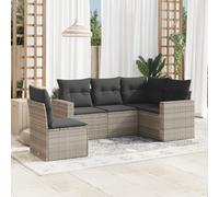 DYRJDJWIDHW 5-Piece Outdoor Patio Furniture Set with Light Gray Cushions, Wicker Resin Garden Sofa Set for Backyard, Terrace, Modular Design, Waterproof Storage, Comfortable Seating
