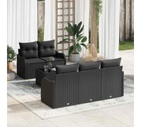DYRJDJWIDHW 6 Pcs Modular Garden Sofa Set with Cushions, Outdoor Patio Furniture Black Wicker Rattan Sectional Conversation Set with Coffee Table for Backyard, Terrace, Poolside