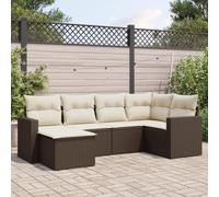 DYRJDJWIDHW 6-Piece Brown Woven Resin Outdoor Patio Furniture Set with Cushions, Waterproof Storage & Modular Design for Garden, Backyard, Terrace Comfortable Seating & UV Resistant