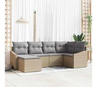 DYRJDJWIDHW 6-Piece Outdoor Dining Set with Cushions, Modern Garden Patio Furniture Sofa Set Modular Rattan Sectional with Storage for Backyard, Terrace, Beige Grey