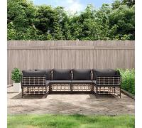 DYRJDJWIDHW 6-Piece Outdoor Patio Furniture Set with Cushions, Anthracite Wicker Rattan Sofa Sectional for Garden, Terrace, Poolside, All-Weather Resin Conversation Set