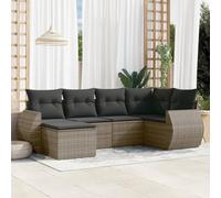 DYRJDJWIDHW 6-Piece Outdoor Patio Furniture Set with Cushions, Grey Wicker Resin Rattan Garden Sofa Sectional Seating Group for Backyard, Terrace, Balcony, Durable & Weather-Resistant