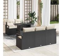 DYRJDJWIDHW 6-Piece Outdoor Patio Sofa Set with Storage, Modern Modular Garden Furniture Sectional w/Coffee Table, All-Weather Black Poly Rattan for Terrace, Backyard, Lounge