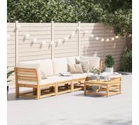 DYRJDJWIDHW 6 Pieces Garden Furniture Set with Cushions Solid Acacia Wood Outdoor Patio Lounge Sofa Set Modular Design Waterproof Slats for Terrace Backyard Relaxation