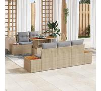 DYRJDJWIDHW 6 Pieces Outdoor Dining Set Garden Furniture Modern Patio Rattan Sofa Set with Table Beige Grey Weatherproof Modular Seating for Terrace Backyard