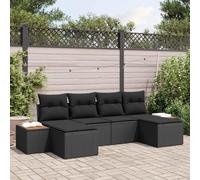 DYRJDJWIDHW 6 Pieces Outdoor Patio Furniture Set, Black Wicker Modular Sectional Sofa with Waterproof Cushions, All-Weather Rattan Conversation Set for Garden, Terrace, Backyard Lounge and Relax