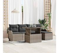 DYRJDJWIDHW 6 Pieces Outdoor Patio Furniture Set, Grey Wicker Sofa Sectional with Cushions, All Weather PE Rattan and Steel Frame, Modern Garden Lounge Set for Terrace, Backyard, Poolside