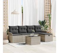 DYRJDJWIDHW 6 Pieces Outdoor Patio Furniture Set, Modern Garden Sofa Set with Adjustable Coffee Table and Storage, Light Gray All Weather Wicker Rattan Sectional Couch for Backyard, Poolside, Terrace