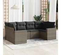 DYRJDJWIDHW 6 Pieces Outdoor Patio Furniture Set Wicker Resin Sofa with Cushions, Grey Modular Garden Seating Group with Waterproof Storage Bags for Backyard, Terrace, Balcony