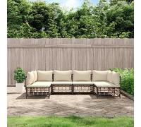 DYRJDJWIDHW 6 Pieces Outdoor Patio Furniture Set with Cushions, Anthracite Wicker Rattan Sofa Sectional Seating Group for Garden, Terrace, Poolside, Weather Resistant Resin and Steel Frame