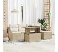 DYRJDJWIDHW 6 Pieces Patio Furniture Set, Outdoor Wicker Sofa Sectional with Cushions, Beige All-Weather PE Rattan and Steel Frame Conversation Set for Garden, Terrace, Poolside