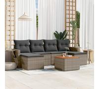 DYRJDJWIDHW 7-Piece Grey Wicker Resin Outdoor Patio Furniture Set with Cushions, Modular Garden Sofa with Side Table and Ottoman, Waterproof Rattan Lounge Set for Backyard, Terrace, Poolside