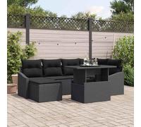 DYRJDJWIDHW 7-Piece Outdoor Patio Furniture Set Black, Garden Sofa with Cushions, Modular Wicker Rattan Sectional Conversation Set with Coffee Table and Ottoman for Backyard, Terrace, Poolside