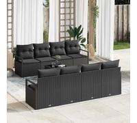 DYRJDJWIDHW 7-Piece Outdoor Patio Furniture Set, Black Wicker Rattan Sofa Sectional with Cushions and Tempered Glass Coffee Table, Modern Garden Lounge Set for Terrace, Poolside, Backyard
