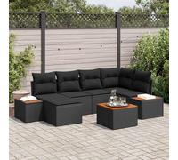 DYRJDJWIDHW 7-Piece Outdoor Patio Furniture Set, Black Wicker Sofa Sectional with Cushions, Modular Garden Conversation Set with Coffee Table and Ottoman for Backyard, Poolside, Terrace