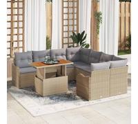 DYRJDJWIDHW 7-Piece Outdoor Patio Furniture Set, Modern Garden Sofa Set with Coffee Table in Beige & Light Gray, All-Weather Wicker Rattan Sectional Seating for Terrace, Backyard, Poolside