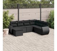 DYRJDJWIDHW 7-Piece Outdoor Patio Furniture Set with Cushions Black Wicker Resin, Garden Sofa for Backyard Terrace Poolside, Modular Sectional Conversation Set, Weather-Resistant & Easy to Clean