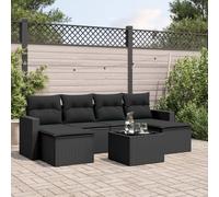 DYRJDJWIDHW 7-Piece Outdoor Patio Furniture Set with Cushions Black Wicker Resin Garden Sofa Set for Backyard Terrace Includes Table Storage Space Weather-Resistant Modular Design