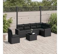 DYRJDJWIDHW 7-Piece Outdoor Patio Furniture Set with Cushions Black Wicker Resin Garden Sofa Set for Backyard Terrace Includes Table Storage Space Weather-Resistant Modular Design