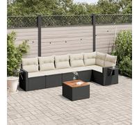 DYRJDJWIDHW 7-Piece Outdoor Patio Furniture Set with Cushions Black Wicker Resin Garden Sofa Set for Backyard Terrace Includes Coffee Table Modular Sectional Seating Group UV Resistant