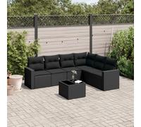 DYRJDJWIDHW 7-Piece Outdoor Patio Furniture Set with Cushions Black Wicker Resin Garden Sofa Set Waterproof Storage Modular Design for Backyard Terrace Poolside
