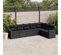 DYRJDJWIDHW 7-Piece Outdoor Patio Furniture Set with Cushions Black Wicker Resin Rattan Garden Sofa Set for Backyard Terrace, Modular Design Waterproof Storage Space UV Resistant