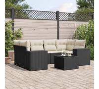 DYRJDJWIDHW 7-Piece Outdoor Patio Furniture Set with Cushions Black Wicker Resin Rattan Sofa Sectional Conversation Set for Garden Backyard Terrace Includes Glass Top Table and Thick Seat Cushions