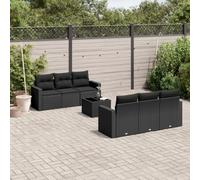 DYRJDJWIDHW 7-Piece Outdoor Patio Furniture Set with Cushions Black Wicker Resin Rattan Sofa Set for Garden Backyard Terrace Includes Table Storage Seats Weatherproof UV Resistant
