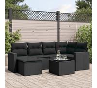 DYRJDJWIDHW 7-Piece Outdoor Patio Furniture Set with Cushions, Black Wicker Resin Sofa Set with Storage, Glass Top Table, Waterproof Covers for Garden, Backyard, Terrace, Durable & Weather-Resistant
