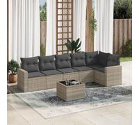 DYRJDJWIDHW 7-Piece Outdoor Patio Furniture Set with Cushions, Light Gray Woven Resin Garden Sofa Set, Waterproof Storage, Tempered Glass Table, Modular Design for Backyard, Terrace, Balcony