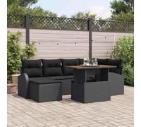 DYRJDJWIDHW 7-Piece Outdoor Patio Sofa Set with Cushions, Black Garden Furniture Seating Group with Coffee Table and Storage Ottoman, All-Weather Wicker Sectional for Backyard, Terrace, Poolside