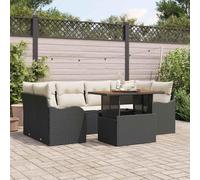 DYRJDJWIDHW 7-Piece Outdoor Patio Sofa Set with Cushions, Modern Garden Furniture for Terrace, Balcony, Backyard, Water-Resistant Black Cream Lounge Seating Group