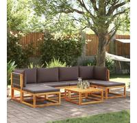 DYRJDJWIDHW 7-Piece Patio Furniture Set, Outdoor Garden Sofa Set with Cushions, Woven Rope Back, Solid Acacia Wood, Water-Resistant, Modular Sectional for Terrace, Backyard, Poolside