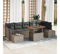 DYRJDJWIDHW 8 Pcs Outdoor Dining Set, Modern Patio Furniture Set with Cushions, Modular Garden Table and Chairs in Gray Brown, All-Weather Rattan for Terrace Backyard