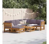 DYRJDJWIDHW 8-Piece Acacia Wood Garden Furniture Set with Cushions, Outdoor Patio Lounge Sofa Set Modular Design for Backyard, Terrace, Durable Weather-Resistant Solid Wood Comfortable Seating