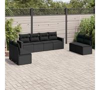 DYRJDJWIDHW 8-Piece Outdoor Garden Furniture Set with Cushions Black Wicker Resin Patio Sofa Set for Backyard Terrace Poolside Weather-Resistant Modular Design Waterproof Storage