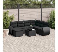 DYRJDJWIDHW 8 Pieces Outdoor Patio Furniture Set with Cushions Black Wicker Resin Rattan Sofa Sectional Conversation Set Glass Top Table for Garden Backyard Terrace Poolside