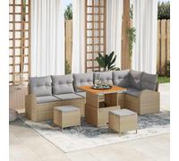 DYRJDJWIDHW 9 Pcs Patio Furniture Set, Outdoor Sofa with Cushions, Modern Garden Lounge Set in Beige and Light Grey, All Weather Wicker Rattan Sectional Sofa for Terrace, Backyard, Poolside