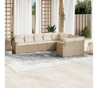 DYRJDJWIDHW 9-Piece Beige Wicker Patio Furniture Set with Cushions, Outdoor Modular Sectional Sofa Set with Waterproof Storage, UV-Resistant All-Weather Resin Rattan for Garden, Backyard, Terrace