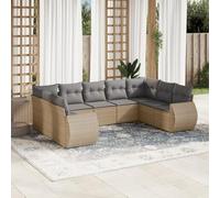 DYRJDJWIDHW 9-Piece Beige Woven Resin Outdoor Patio Furniture Set with Cushions, Modular Garden Sofa Set for Backyard, Terrace, Durable Rattan Style Sectional Seating Group with Removable Cushions