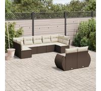 DYRJDJWIDHW 9-Piece Brown Woven Resin Outdoor Patio Furniture Set with Cushions - Modular Garden Sofa Set for Terrace, Backyard - Weather-Resistant Rattan Style Seating Group with Removable Covers
