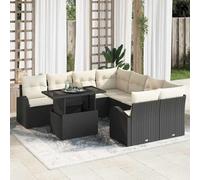 DYRJDJWIDHW 9-Piece Outdoor Patio Furniture Set, Black Wicker Modular Sectional Sofa with Tempered Glass Coffee Table, All-Weather Rattan Garden Conversation Set for Terrace, Poolside, Backyard