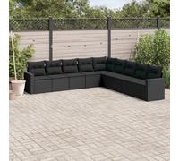 DYRJDJWIDHW 9-Piece Outdoor Patio Furniture Set Black Wicker Resin with Cushions, Modular Garden Sofa Set for Backyard Terrace Poolside, Waterproof Storage, UV Resistant, Comfortable Seating