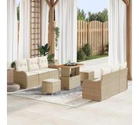 DYRJDJWIDHW 9-Piece Outdoor Patio Furniture Set, Garden Sofa Sectional with Cushions, Waterproof Storage, Adjustable Feet, Modular Seating for Terrace, Beige and Cream