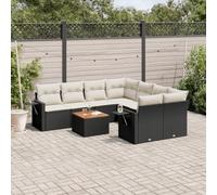 DYRJDJWIDHW 9-Piece Outdoor Patio Furniture Set with Cushions Black Wicker Resin Rattan Garden Sofa Set for Backyard Terrace Includes Side Table Modular Design Weather-Resistant Durable