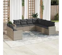 DYRJDJWIDHW 9-Piece Outdoor Patio Furniture Set with Light Gray Cushions, Woven Resin Garden Sofa Set for Backyard, Terrace - Modular Design, Waterproof Storage, UV-Resistant & Durable Poly Rattan