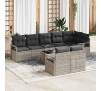 DYRJDJWIDHW 9-Piece Outdoor Patio Sofa Set Light Gray Wicker Sectional Furniture with Table, Modular Garden Lounge Seating for Poolside, Backyard, Modern Durable Poly Rattan Conversation Set